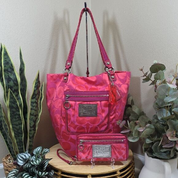 Coach RARE Poppy Bella Tote and Wallet Set - Picture 1 of 15